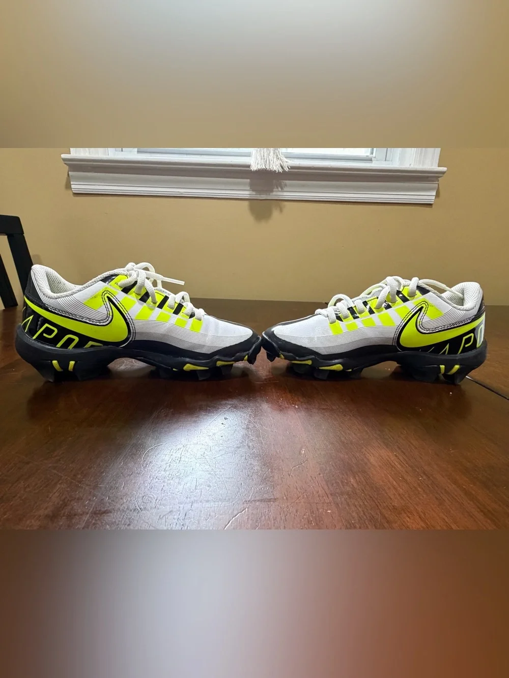 Nike Vapor Edge Football Cleats Youth 2Y Volt Black White DQ5111-715